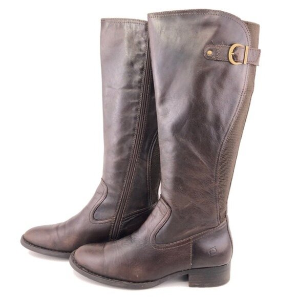 Born Carran Brown Leather Tall Riding Boots 9M - Picture 2 of 14